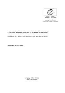 A European reference document for languages of education