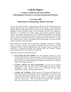 Call for Papers `Learning, Livelihoods and Social Mobility