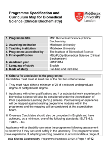 Biomedical Science Clinical Biochemistry MSc