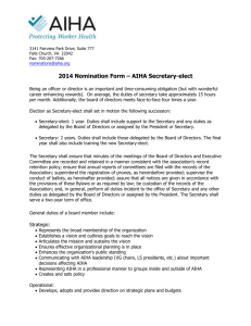 2014 Nomination for AIHA Secretary