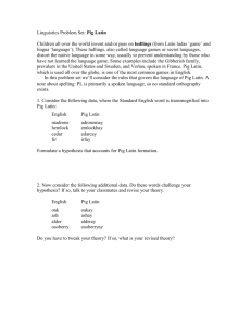 Linguistics Problem Set: Pig Latin