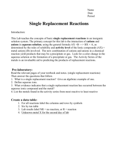 Single Replacement Reaction Predictions