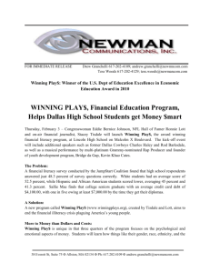 WINNING PLAY$, Financial Education Program