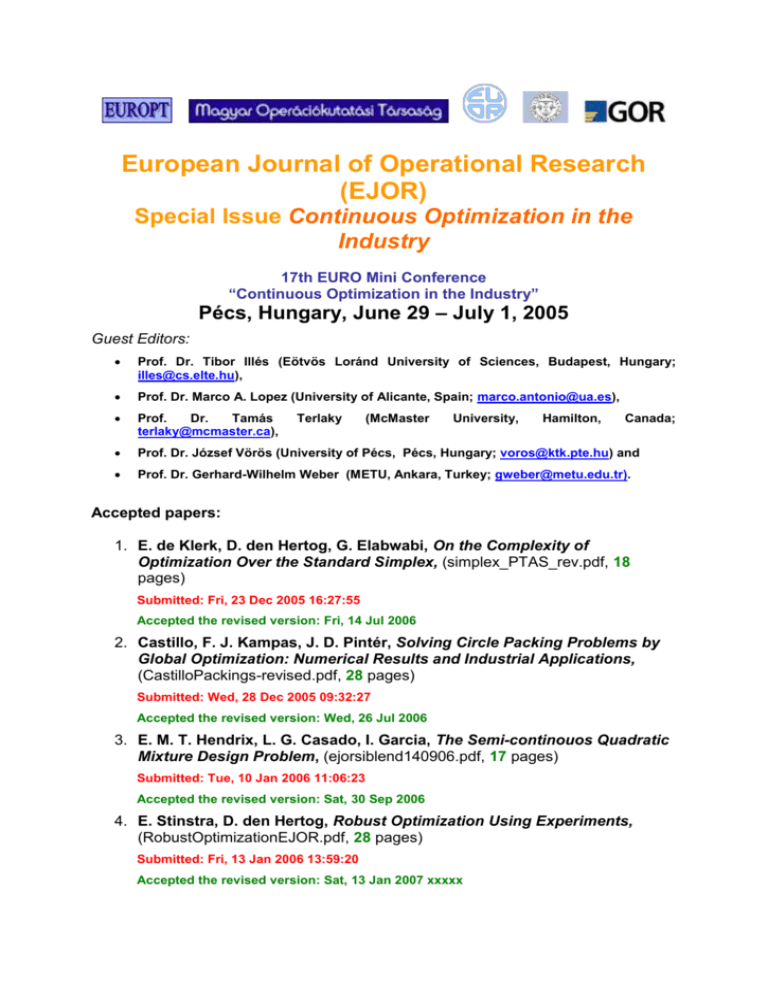 european journal of operational research peer review