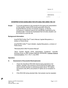 INTERPRETATION GUIDELINES FOR STR ANALYSIS USING THE