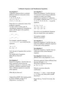 Arithmetic Sequences and Simultaneous Equations