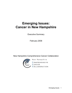 Emerging Issues: - New Hampshire Comprehensive Cancer