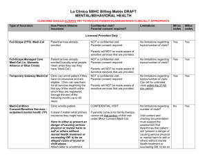 SBHC Behavioral Health Billing Matrix - California School