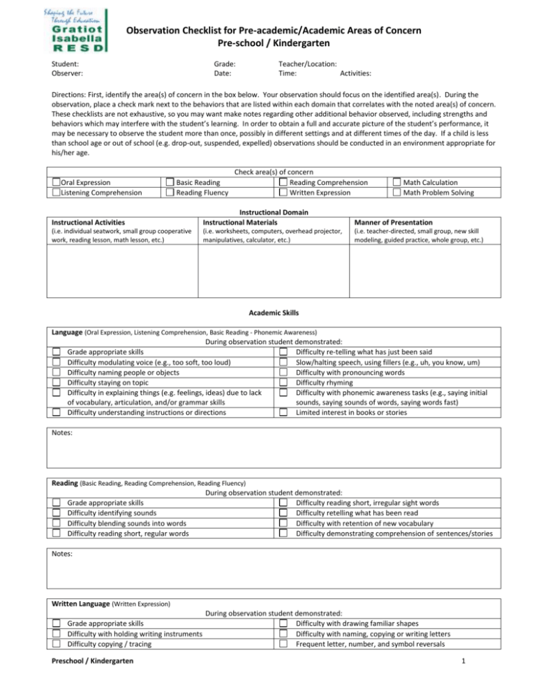 observation-checklist