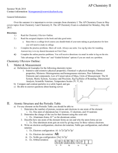 2014 2015 summer work AP Chemistry II