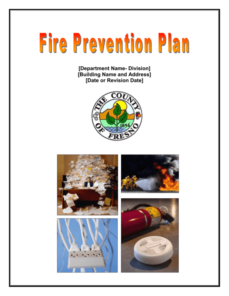 Fire Prevention Plan Template Workplace Safety