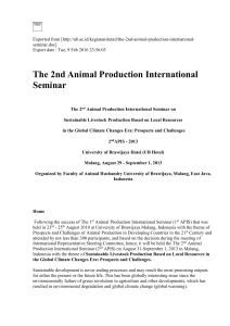 The 2nd Animal Production International Seminar
