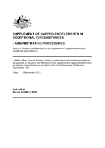 Supplement of Capped Entitlements in Exceptional Circumstances