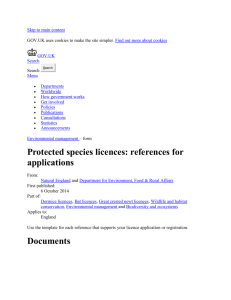 Protected species licences: references for applications