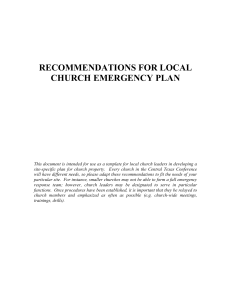 RECOMMENDATIONS FOR LOCAL CHURCH EMERGENCY PLAN