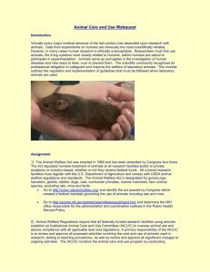 Animal Care and Use Webquest