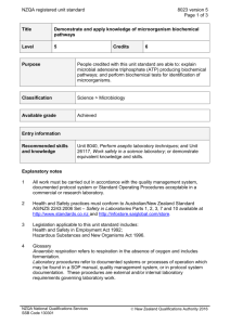 8023 Demonstrate and apply knowledge of microorganism