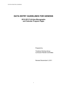PROPOSED DATA ENTRY GUIDELINES