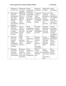 Critical Approaches Rubric for Oral Presentation