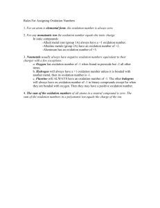 Rules For Assigning Oxidation Numbers