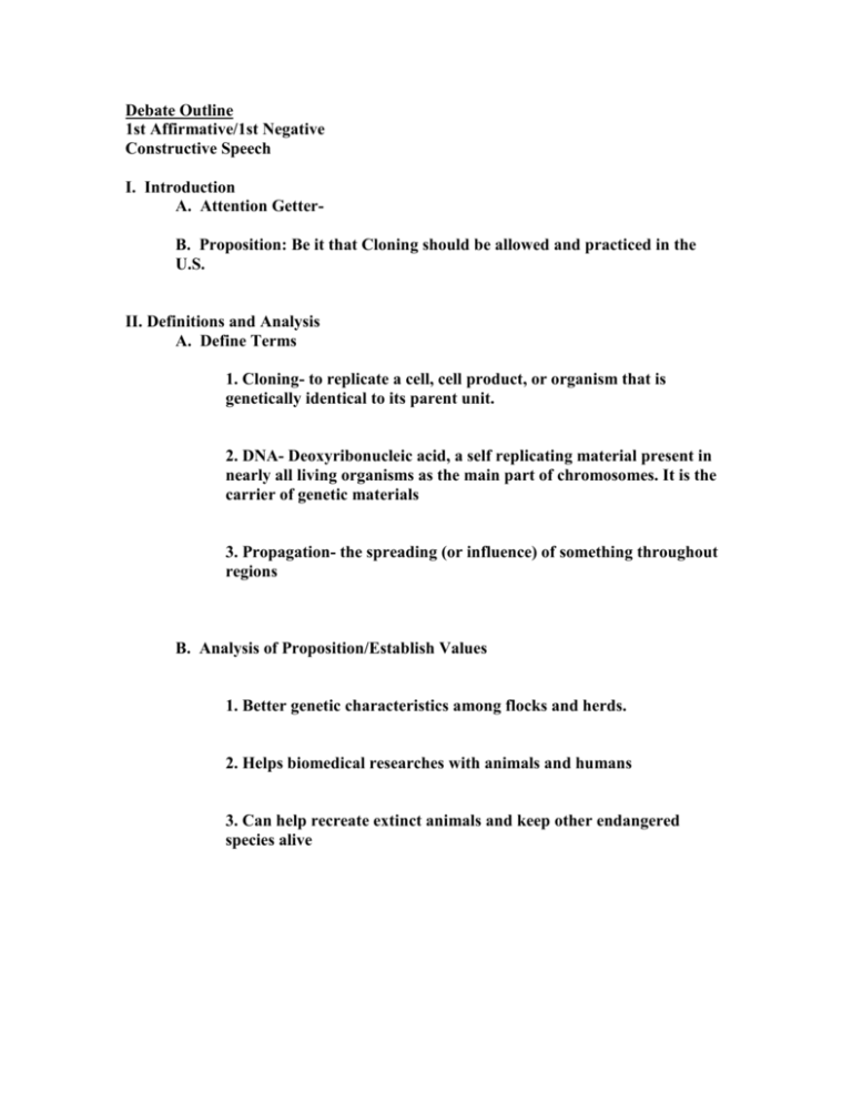 Debate Outline 1st Affirmative