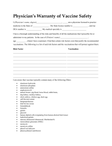 Physician`s Warranty of Vaccine Safety
