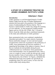 A STUDY OF A VERSIFIED TREATISE ON ARABIC GRAMMAR: RA