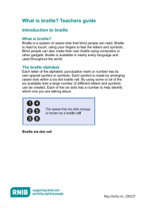 School learning pack: What is braille? Teacher`s guide (KS1)