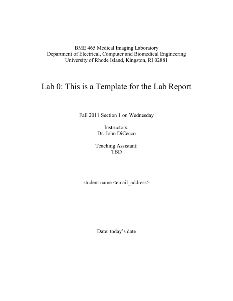 Lab Report Template - Electrical, Computer & Biomedical Engineering With Regard To Engineering Lab Report Template