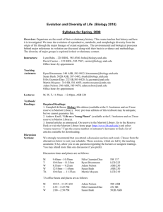 Organismal Diversity, Form and Function (Biology 2002)