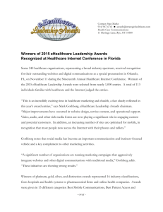 2015 Winner Press Release - Strategic Health Care Communications