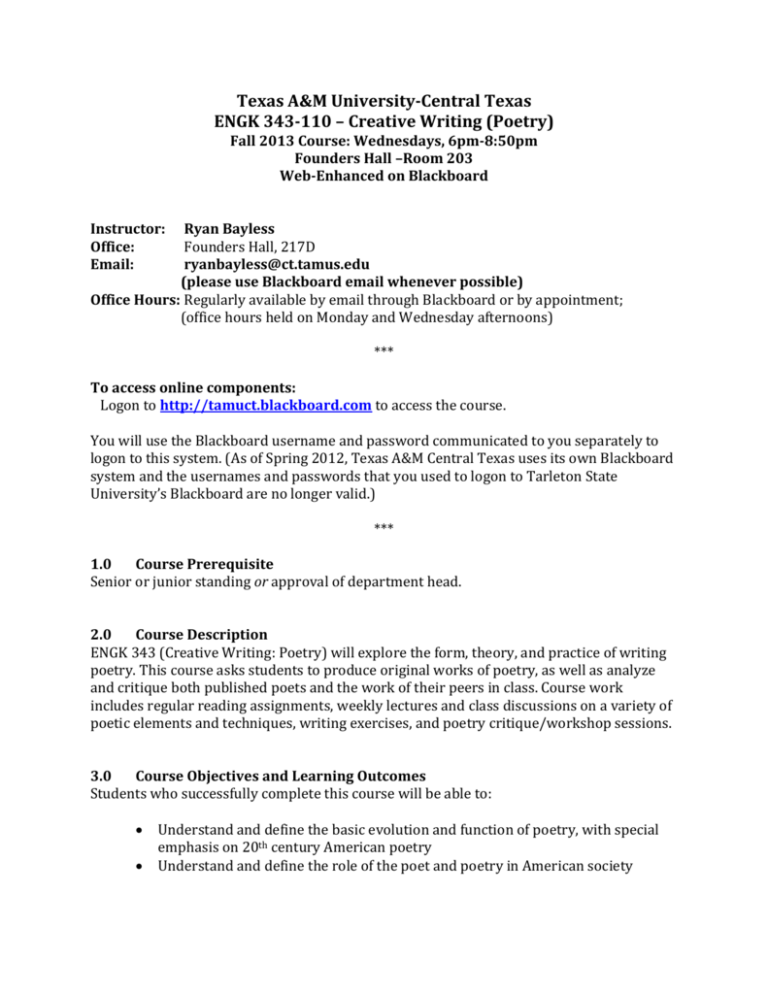 Instructor Ryan Bayless Texas A&M University