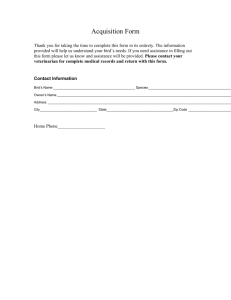 Acquisition Form - The Parrot Club Home Page