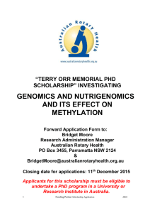 Terry Orr Memorial PhD Scholarship Investigating Genomics and