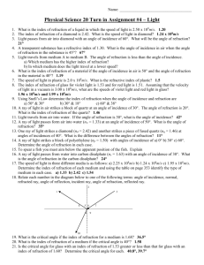 Physical Science 20 Turn in Assignment #4 Unit 1 Part 2