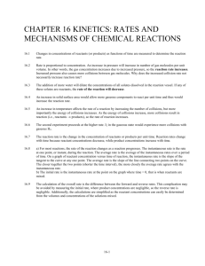 Chapter 16 Kinetics: Rates and Mechanisms of Chemical Reactions
