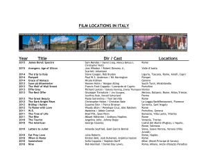 FILM LOCATIONS IN ITALY Year Title Dir / Cast Locations 2015
