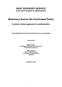 Numeracy Across the Curriculum 1