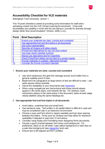 Accessibility Checklist for VLE materials