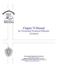 Chapter 74 Manual for Vocational Technical Educator Licensure