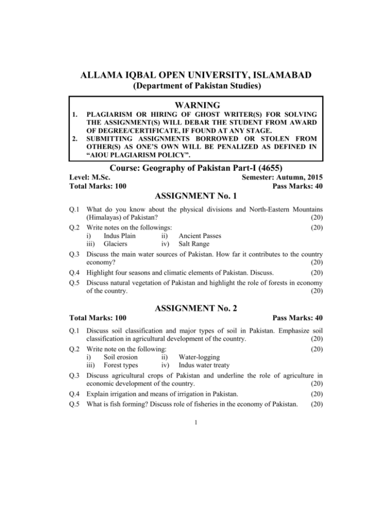 allama iqbal open university assignment 1424