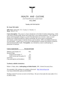 HEALTH AND CULTURE - Society for Medical Anthropology