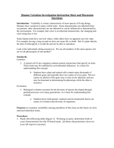 Human Variation Investigation-Instructions