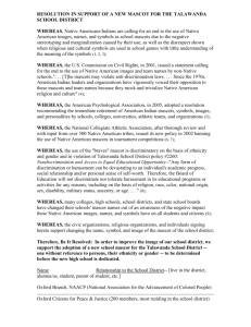 resolution in support of a new mascot for the talawanda school district