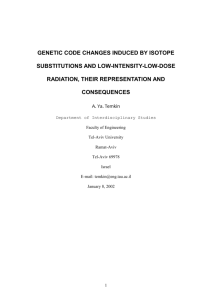 genetic code changes induced by isotope substitutions and low