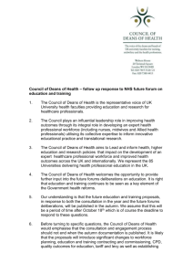 CoD Follow up response to NHS future forum on education and
