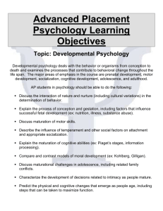 Advanced Placement Psychology Learning Objectives