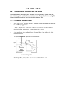 Oxidation of ethanol - A