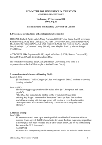 Minutes 72 - Committee for Linguistics in Education
