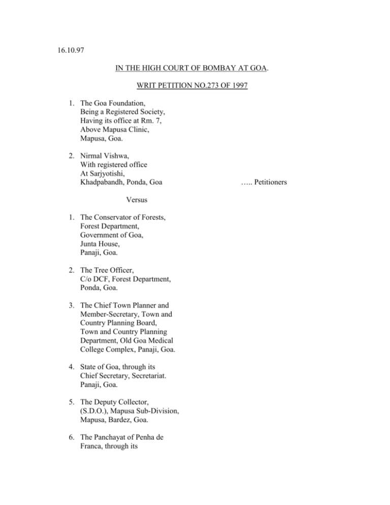 1997 Orders Goa Foundation
